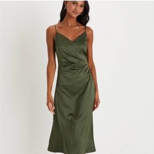 Lulus Olive Green Satin Dress